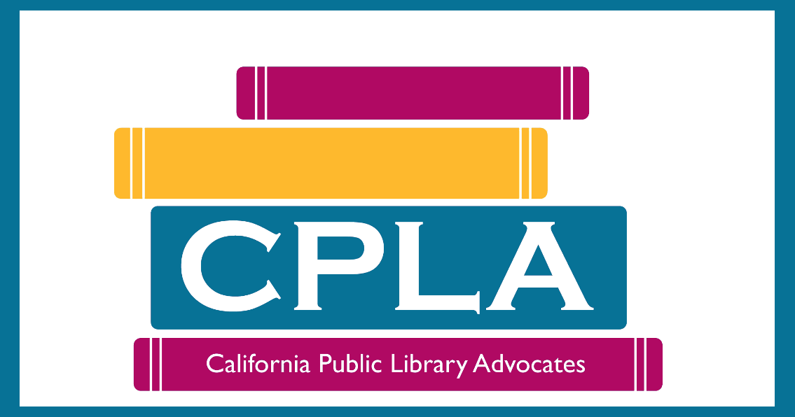 CPLA icon of stacked books that are yellow, pink, and blue. Text: CPLA, California Public Library Association