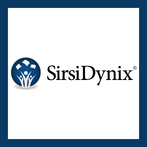 SirsiDynix icon with people throwing papers in air. Text: SirsiDynix