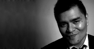 Black and white portrait of Jose Antonio Vargas